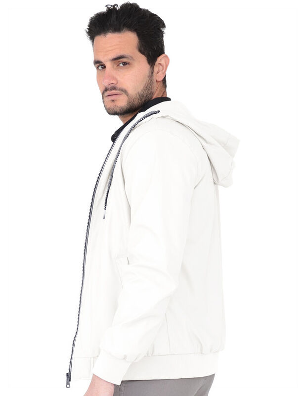 Chamarra Hombre Casual Premium Lisa Con Gorro B... image number null