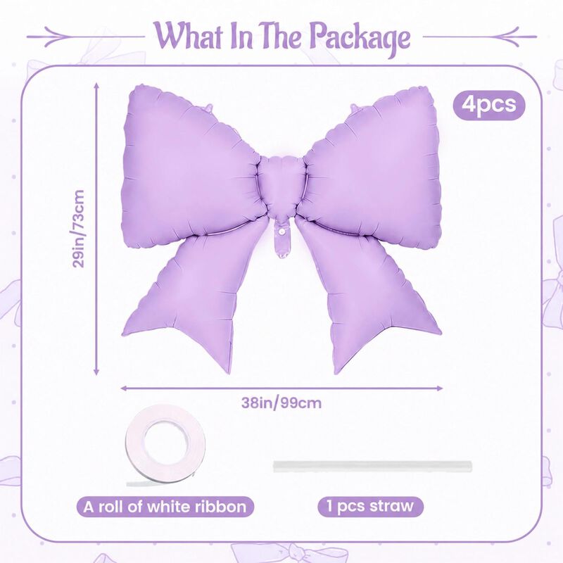 Paquete De 4 Globos Con Lazo Morado Vorplick 96... image number null