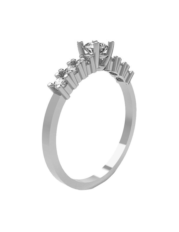 Anillo de Compromiso en Oro Blanco 10K con Circ... image number null