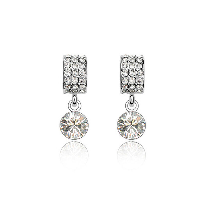 Aretes en Baño de Oro Blanco de 18K con Cristal... image number null