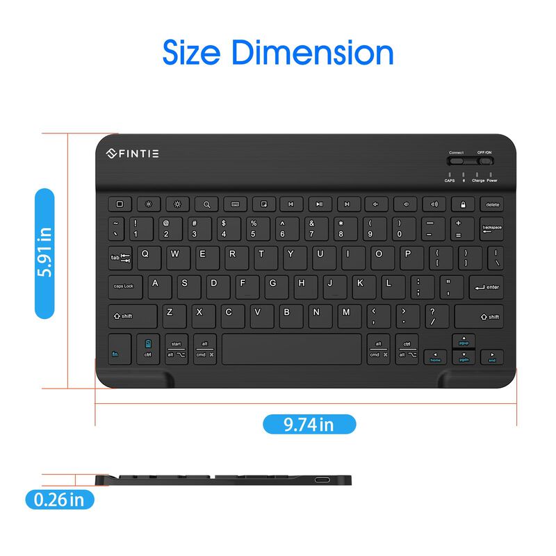 Teclado Inal&aacute;mbrico Bluetooth Fintie Para Ipad ... image number null
