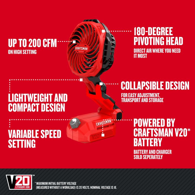 Ventilador Personal Craftsman V20 Inal&aacute;mbrico C... image number null