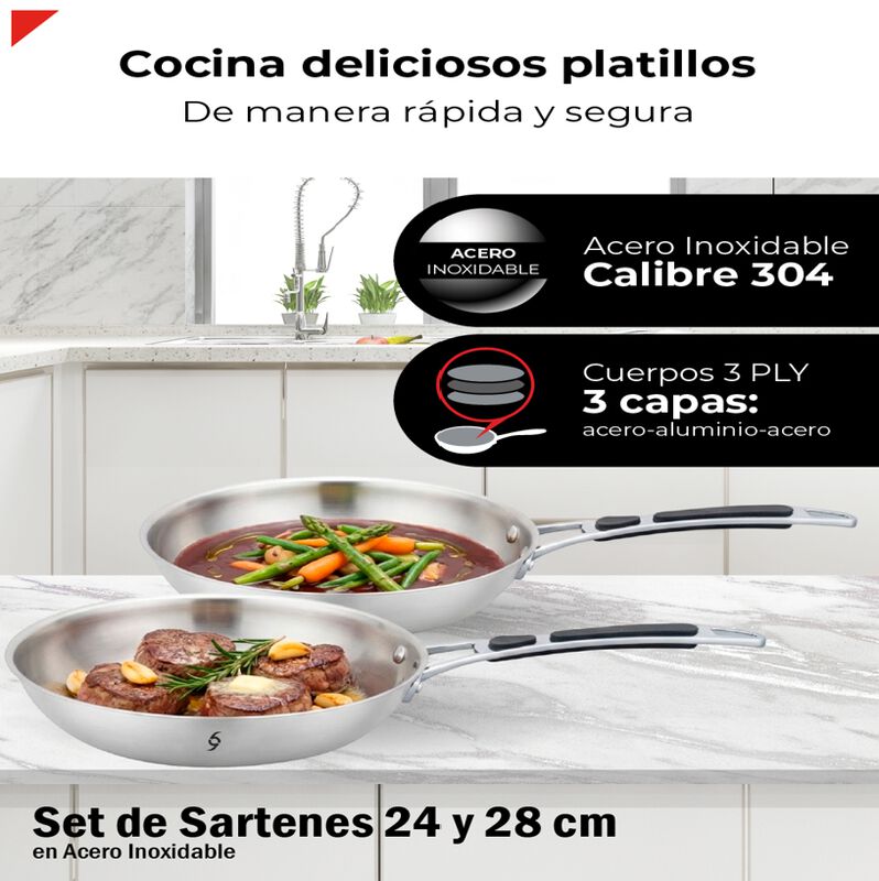 Set Sartenes De 24 y 28 Cms Acero inoxidable Bo... image number null
