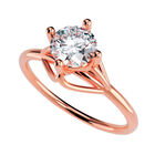 Anillo de Compromiso de 14K con Diamante de Laboratorio 0.50 CT F VS1 Talla 4 ORO ROSA 14K&ndash; / FJ601-50-14R-LG-4