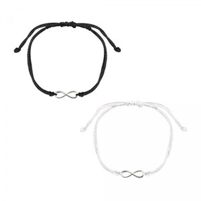 Set 2 pulseras infinito de plata con hilo blanc... image number null