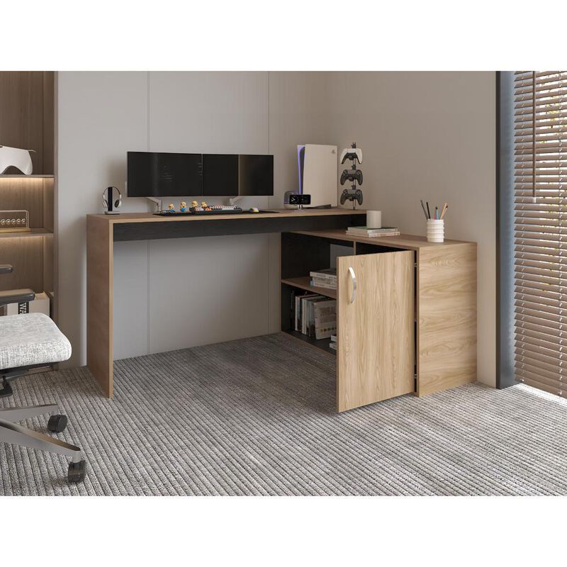 Escritorio En L Axis Fresno Europeo y Wengue Vi... image number null