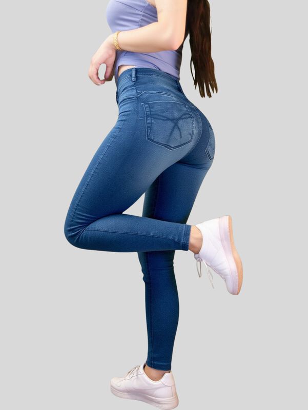 Leggins Mujer Unitalla Mezclilla Faja Alta Esti... image number null