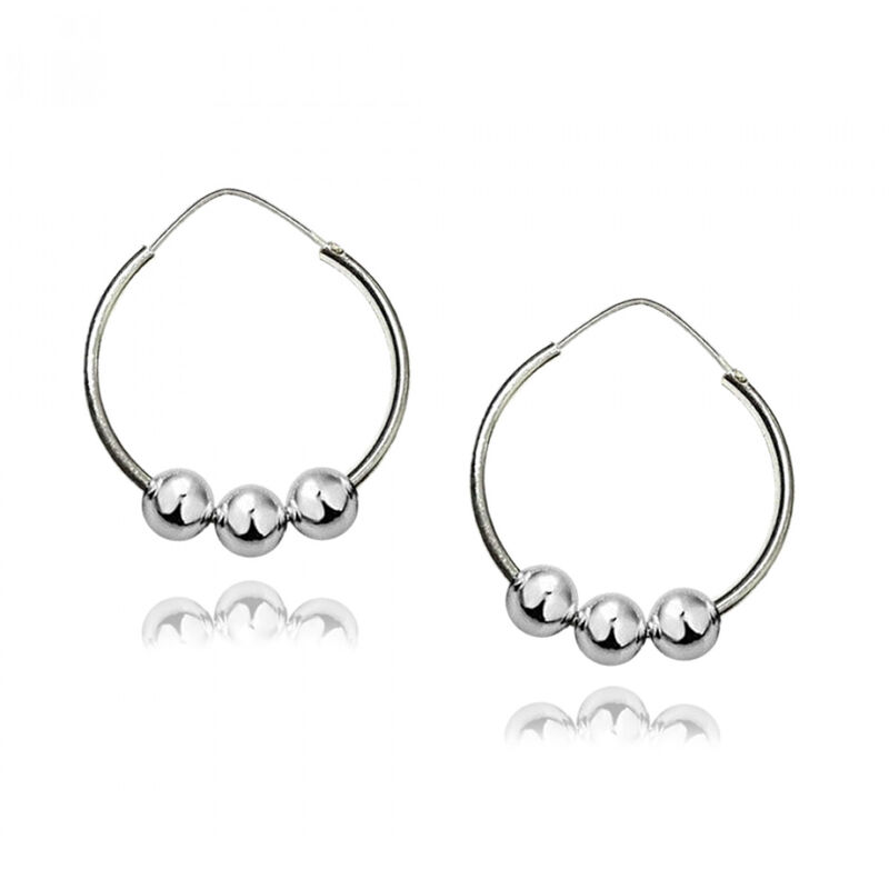 Arracadas Medianas De Plata Con Bolitas image number null