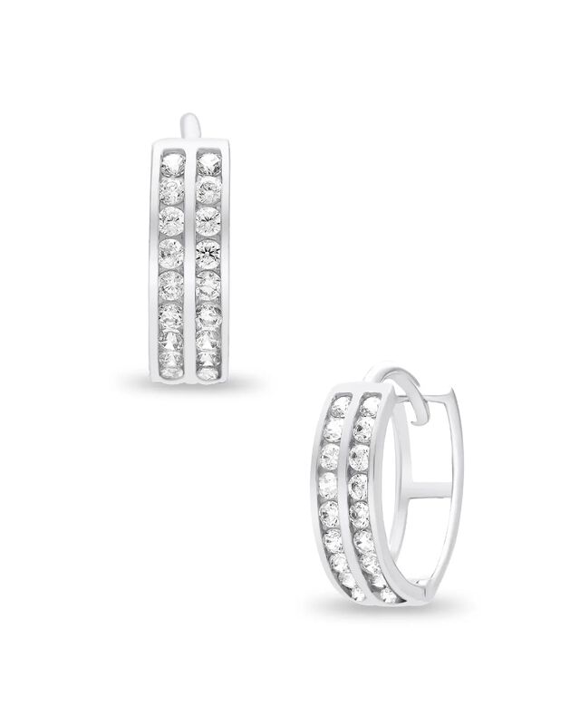 Arracadas De Oro Blanco 14k Con Zirconias (10mm... image number null