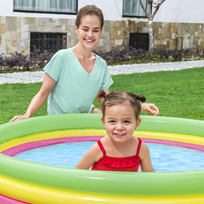 Alberca Inflable Infantil De Arco&iacute;ris 3 Aros Gr... image number null