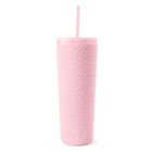 Vaso Simple Modern 680 ml Rosa Con Tapa De Sorbete