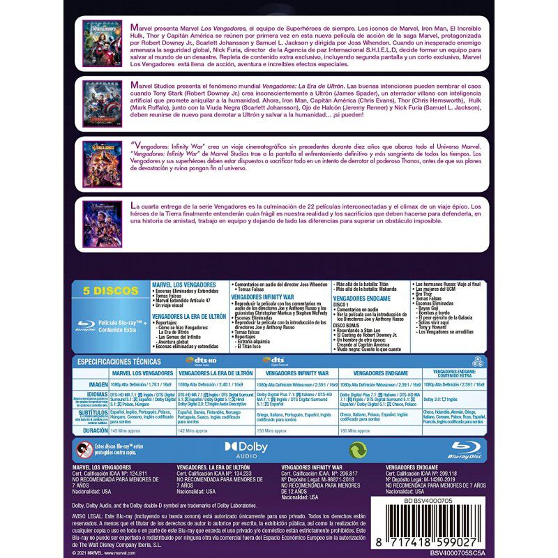 Colecci&oacute;n Vengadores 1-4 + Disco Bonus [Blu-ray... image number null