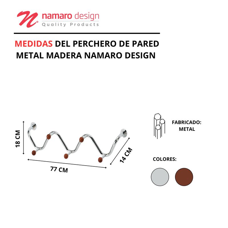 Perchero De Pared Metal/madera Namaro Design image number null
