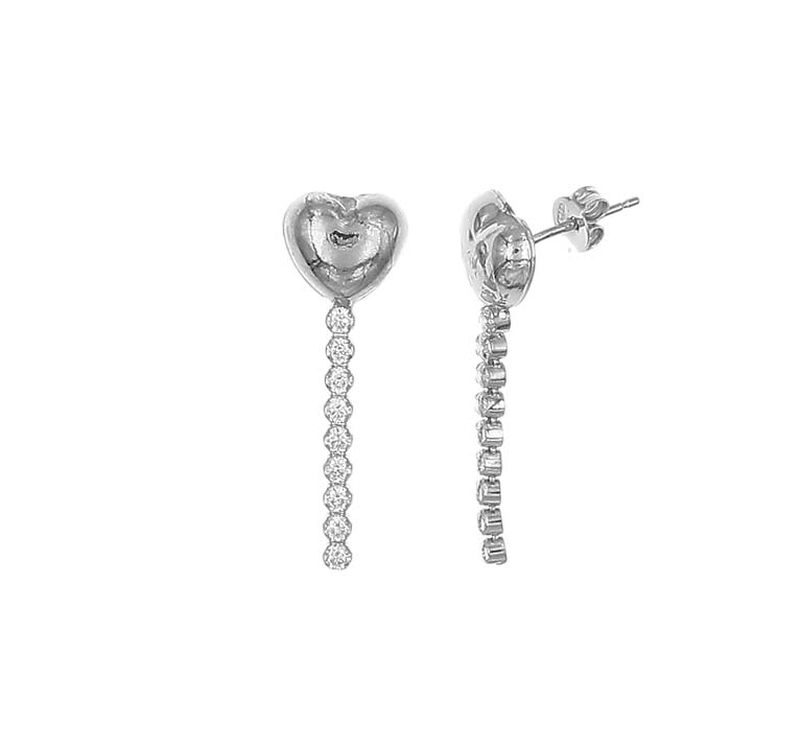 Aretes De Plata  En Forma De Coraz&oacute;n Con Zircon... image number null