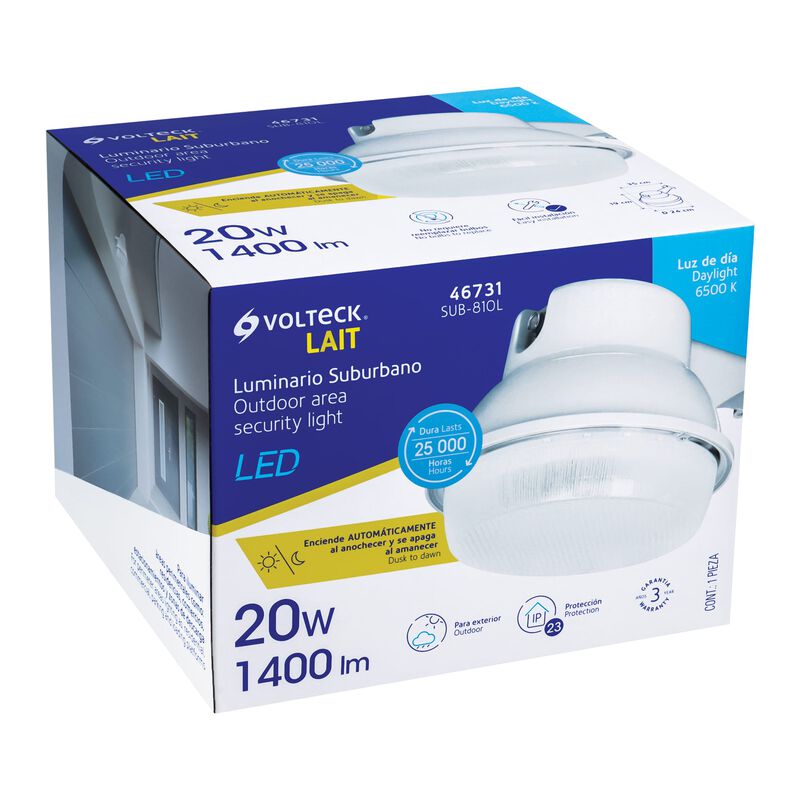 Luminario Suburbano de Led 20 W con Sensor de L... image number null