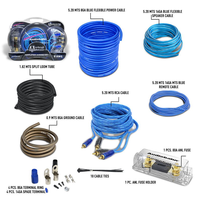 Kit de instalaci&oacute;n de audio para auto calibre 8... image number null