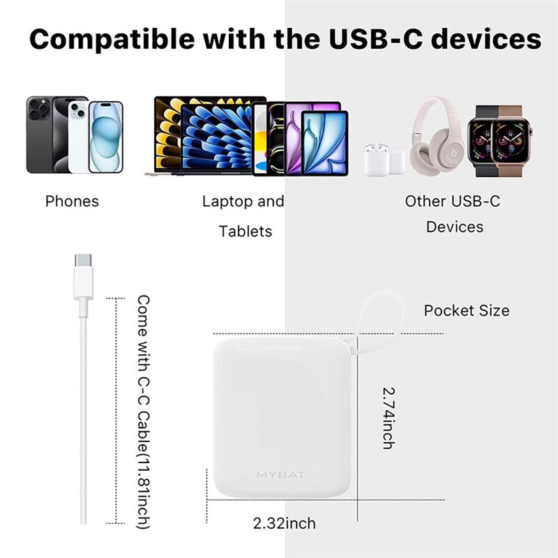 Bateria Externa MYBAT Powerbank USB-C 10000mAH ... image number null