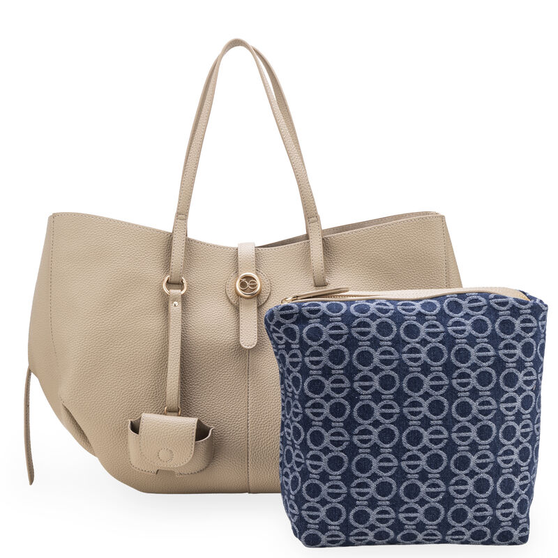 Bolsa Tote Maxi Con Porta Audif&oacute;nos Color Beige image number null