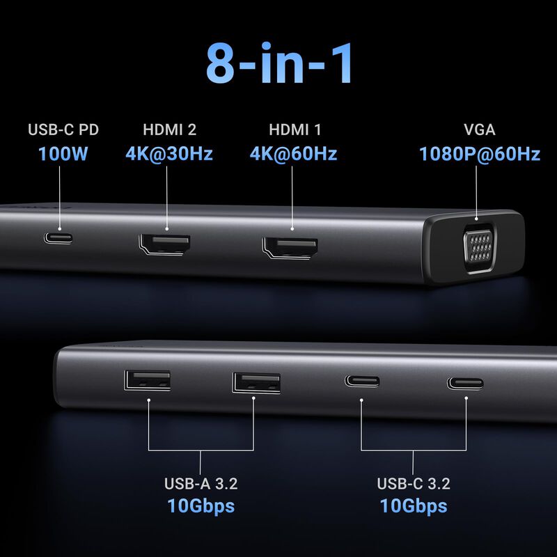 Hub Usb C Ugreen Revodok 8 En 1 Con Triple Pant... image number null