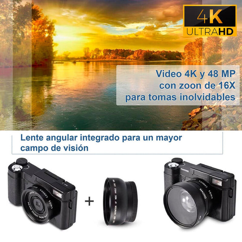 Cámara Digital Vak P01 Lcd 3' 48mp 4k Tripie Co... image number null