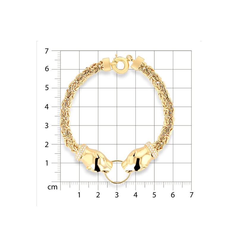 Pulsera De Jaguar De Oro Amarillo 14K Con Zirco... image number null