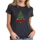 Camiseta Mezcla Premium Word Art Para Mujer - Have Yourself A Merry Little Christmas- Negro