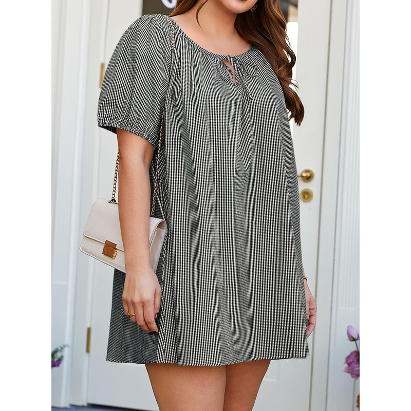 Vestido Beautify Talla Grande Gingham Abullonad... image number null