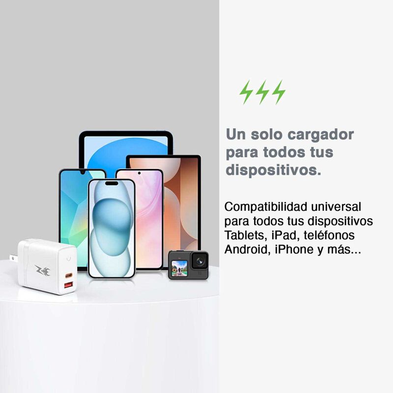 Cargador Ac Ampnergy Dual Usb-c Usb-a 30w Blanc... image number null
