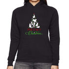 Sudadera Con Capucha Word Art Para Mujer - &Aacute;rbol Navide&ntilde;o Meow - Negro