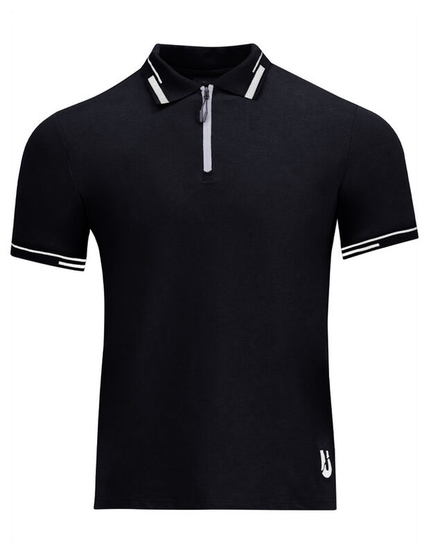 Playera Hombre Premium Cuello Con Cierre Negro ... image number null