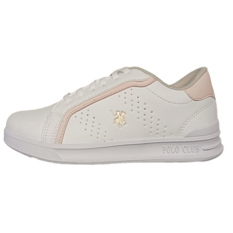 Tenis Dama Polo Estilo Mujer Blanco Con Rosa image number null