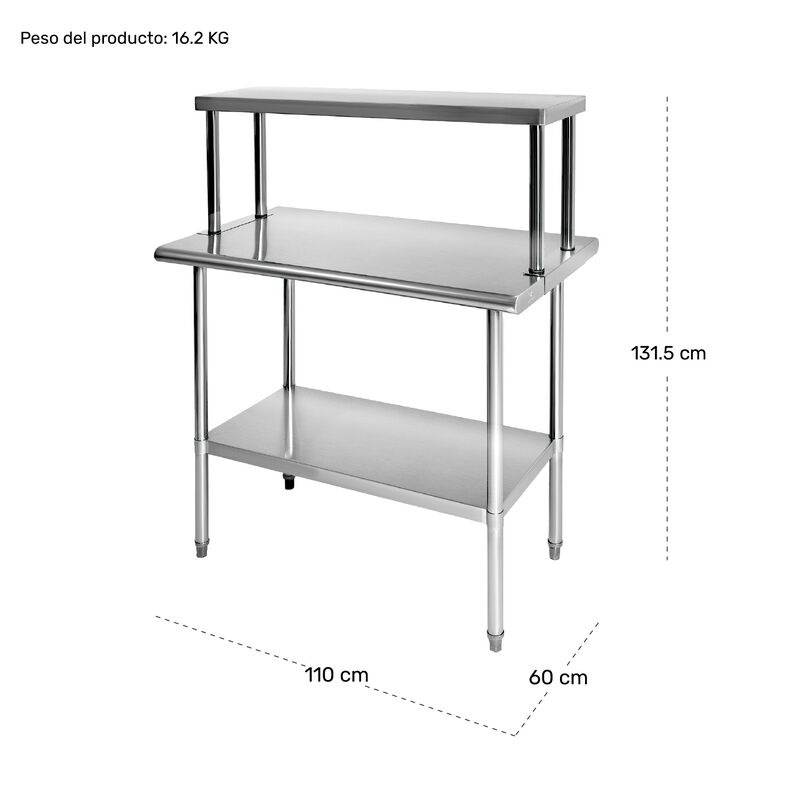 Mesa Trabajo Repisa Acero Inoxidable Ajustable ... image number null