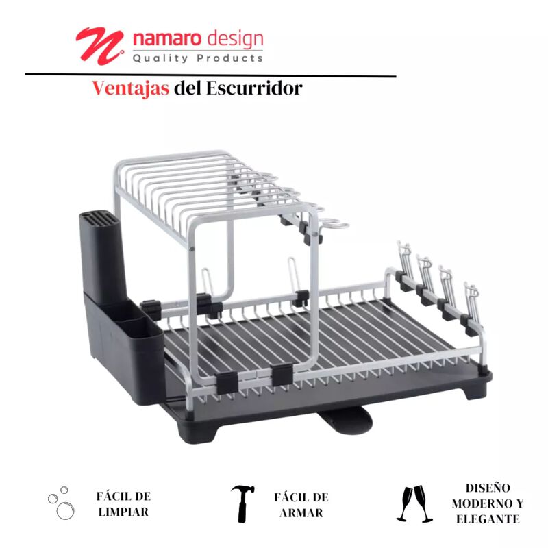 Escurridor De Platos Aluminio Milan Vertical Na... image number null