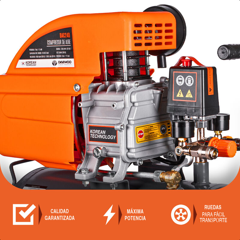 Daewoo Compresor de Aire 24 Litros 2 HP 8 Bar/1... image number null
