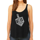 Tank Top Holgado Premium Word Art Para Mujer - Hanukkah Dreidel- Negro