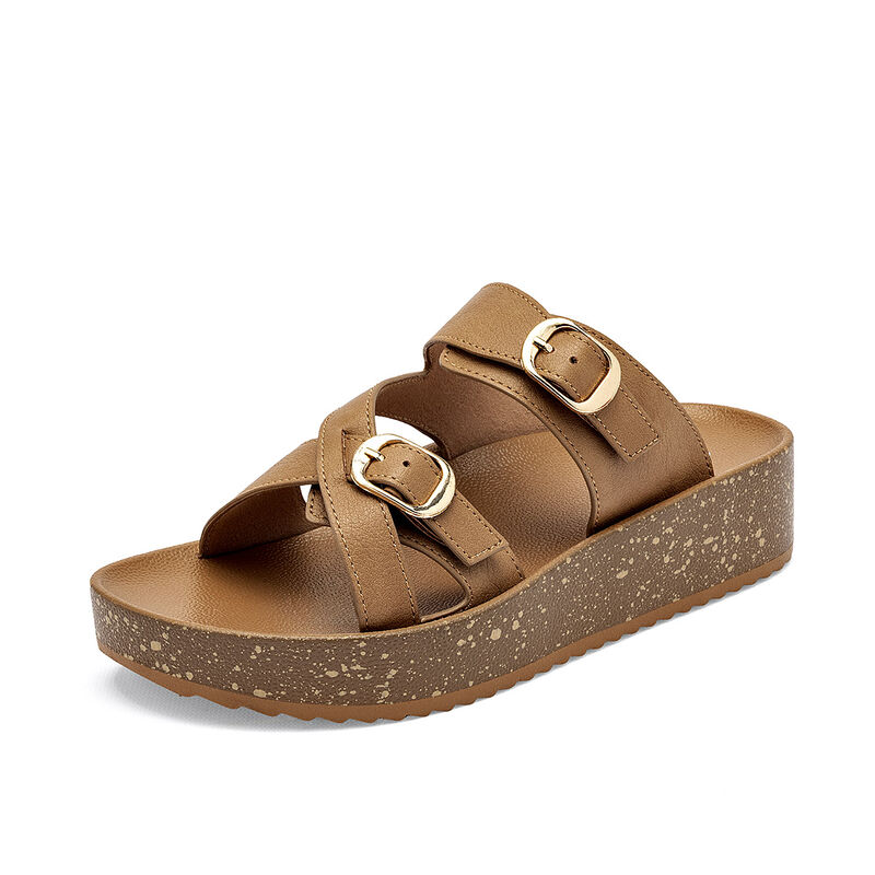 Capa De Ozono sandalia piso para mujer camel co... image number null