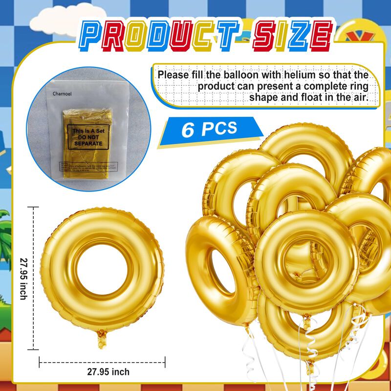 Globos Charnoel Pack De 6 Anillos Dorados 64x71... image number null