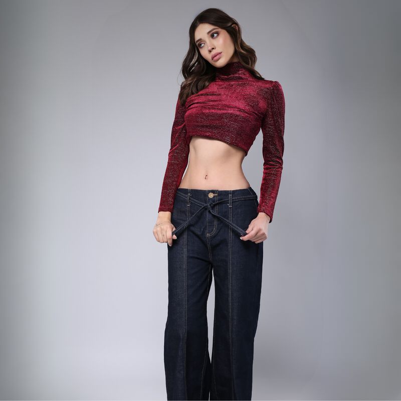 Pantal&oacute;n Recto Mujer Mezclilla Casual Tiro Medi... image number null