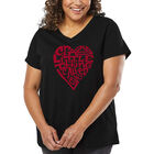Camiseta De Talla Grande Cuello En V Word Art Para Mujer - Crazy Little Thing Called Love- Negro