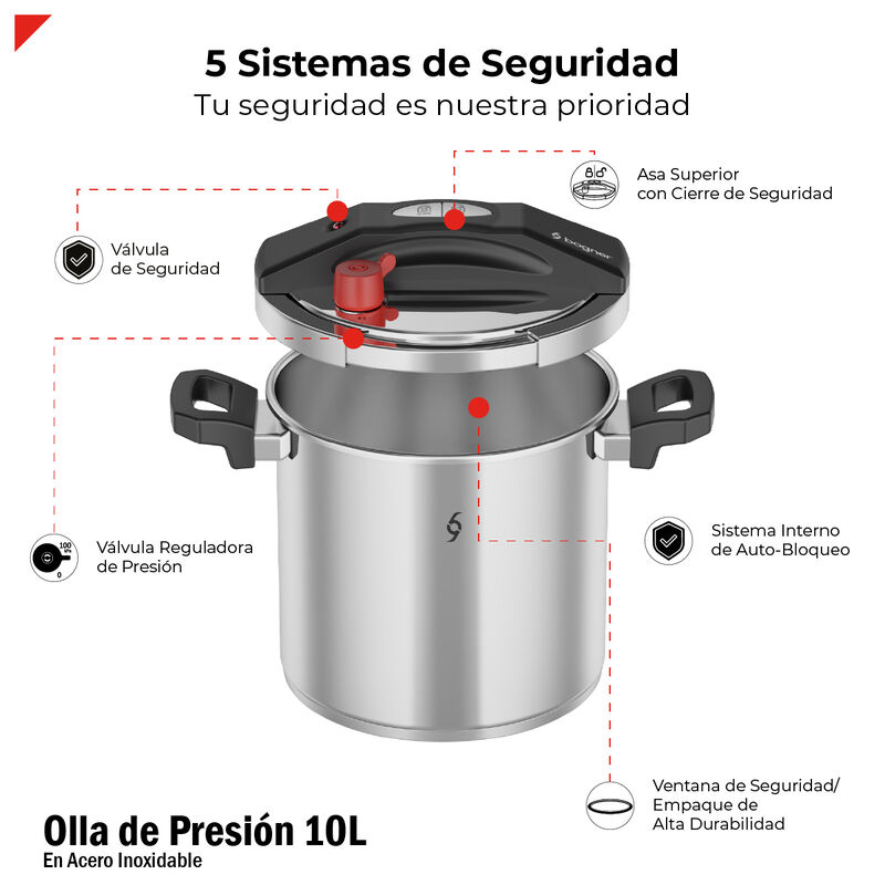 Olla De Presi&oacute;n De 10 Litros Acero Inox 304 Bog... image number null