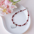 Pulsera Querer de Granate Natural y Coraz&oacute;n de Plata
