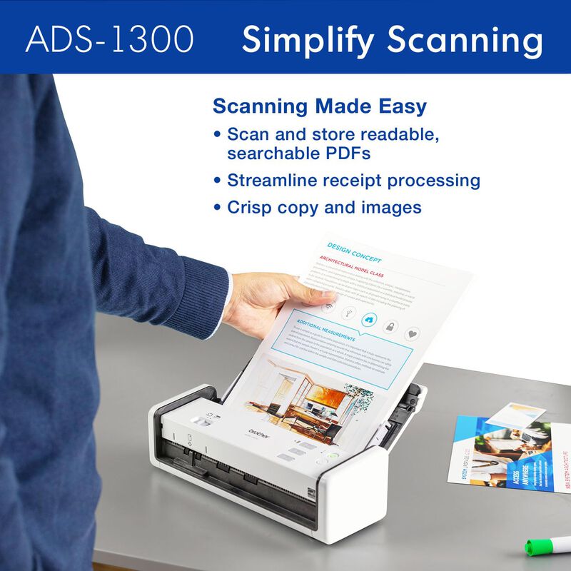 Esc&aacute;ner De Escritorio Brother Ads-1300 Compact ... image number null