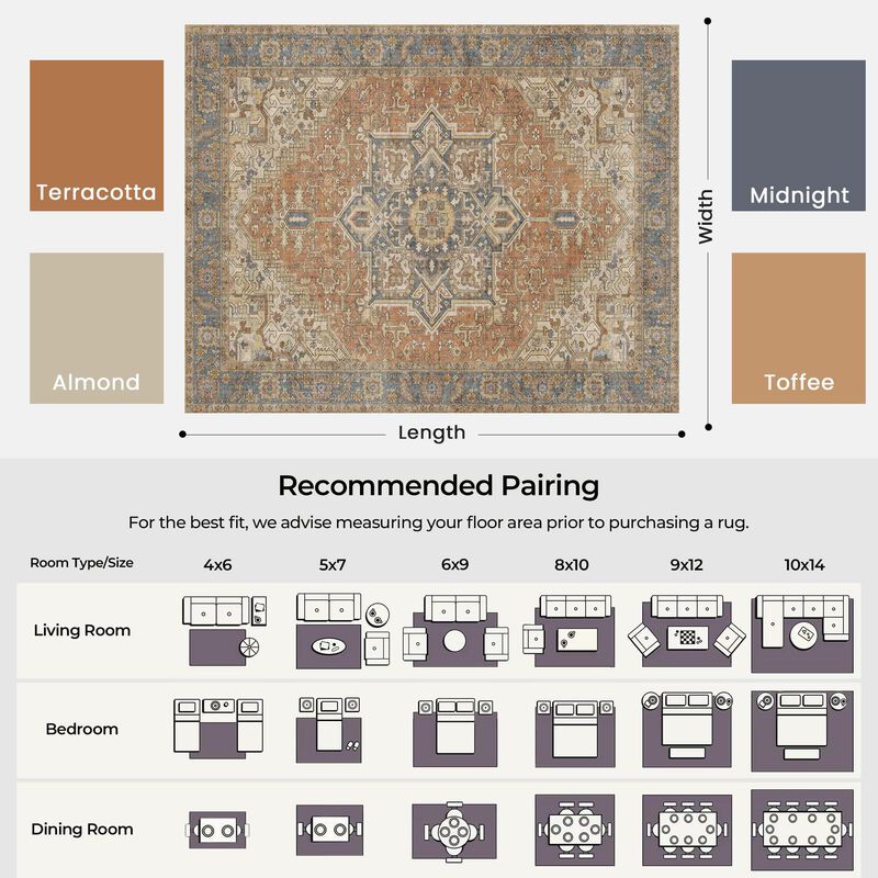 Alfombra Kokia 122x152 Cm Terracota Lavable Boh... image number null