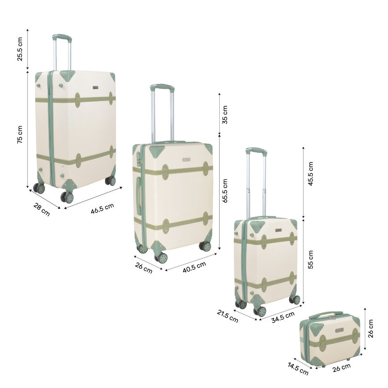 Set 4 Maletas Vintage Beige Retro Tipo Baul image number null