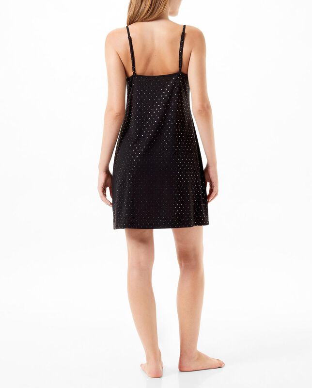 Camis&oacute;n Corto con Estampado de Topos Plateados ... image number null