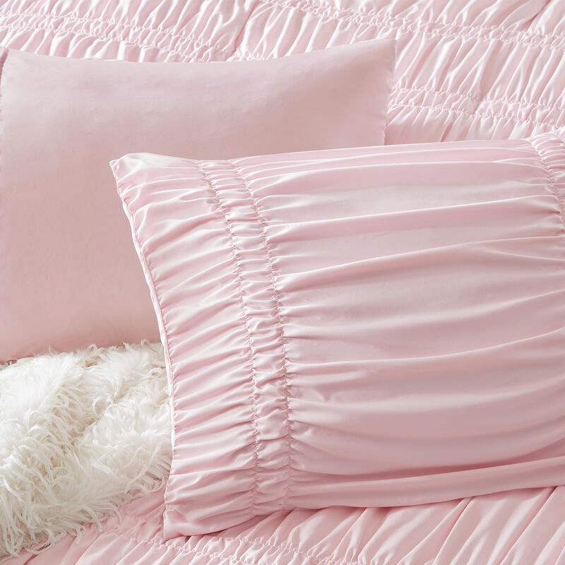 Juego De Cama Queen Rosa Shabby Chic Con Pliegu... image number null