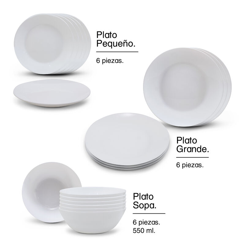Juego De Vajilla Blanca 18 Piezas, Set De Plato... image number null