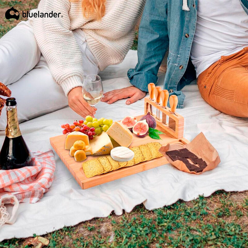 Tabla para Quesos Rectangular de Bamb&uacute; con Cuch... image number null