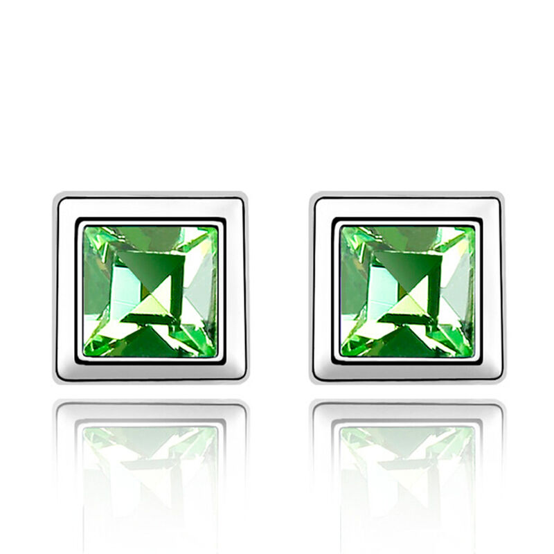 Aretes en Baño de Oro Blanco de 18K Cuadro con ... image number null