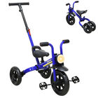 Triciclo 3 En 1 Para Ni&ntilde;os Con Bast&oacute;n, Bici Y Bicicleta De Balance Plegable Torreta Con Luz Soporta Hasta 25 Kg Azul